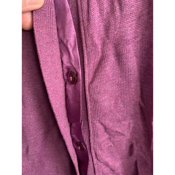 Coldwater Creek Purple Silk Cotton Cardigan Button Front 3/4 Sleeve Large - Picture 4 of 9